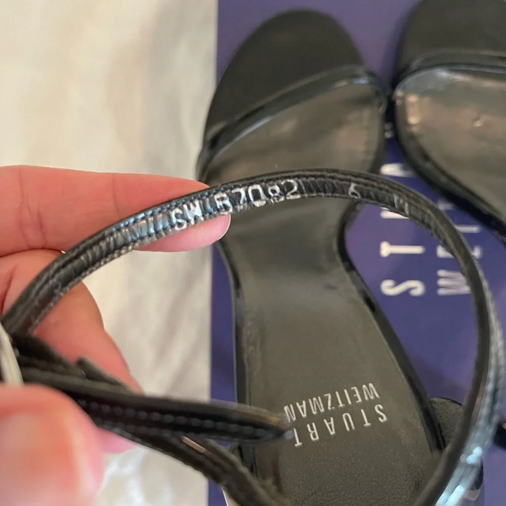 Stuart Weitzman Nudistsong 3 7/8” Heel, Black Patent, Sz 6 - Picture 6 of 11